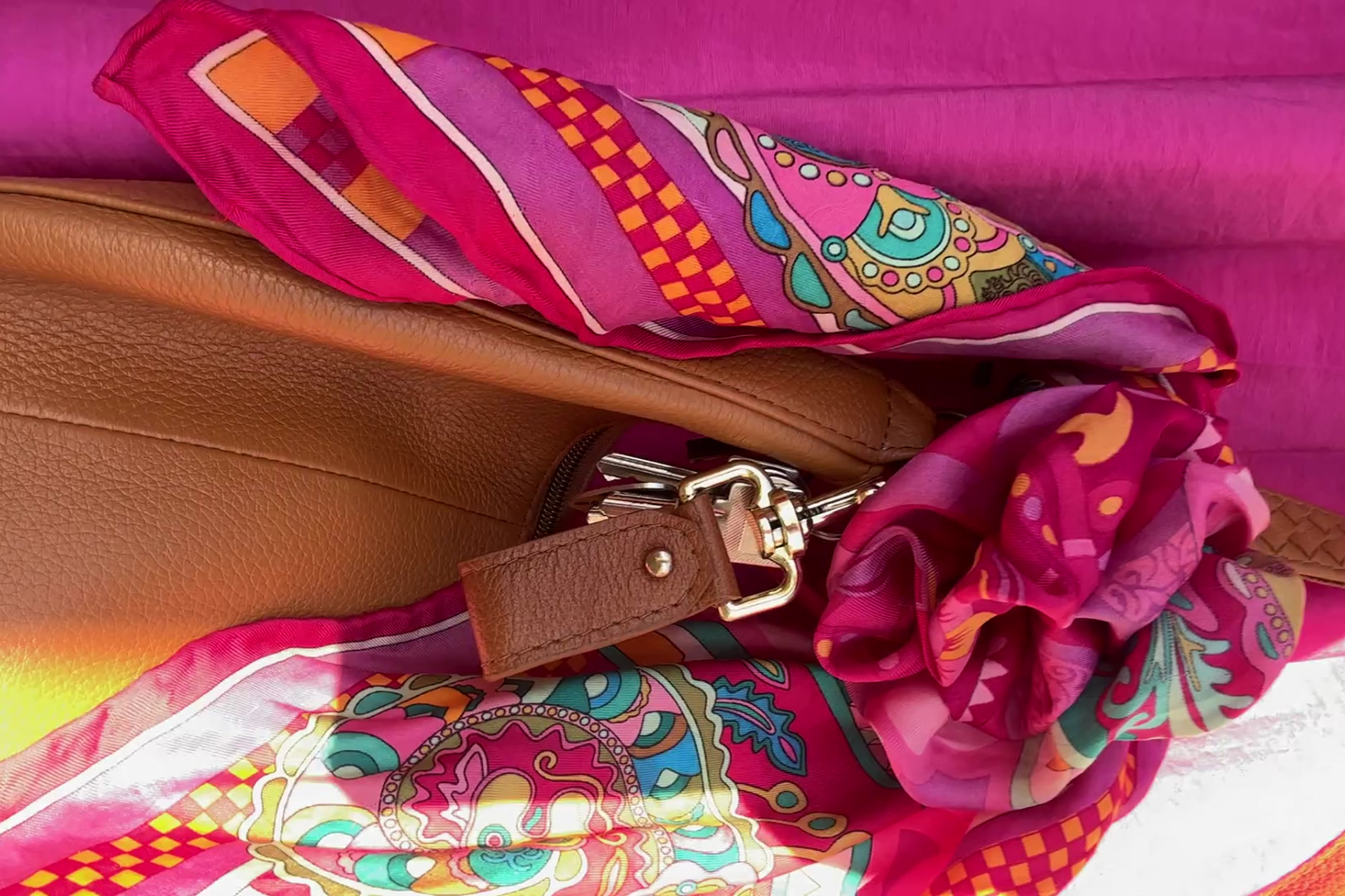 Styling Silk Scarves on Your Leather Bag