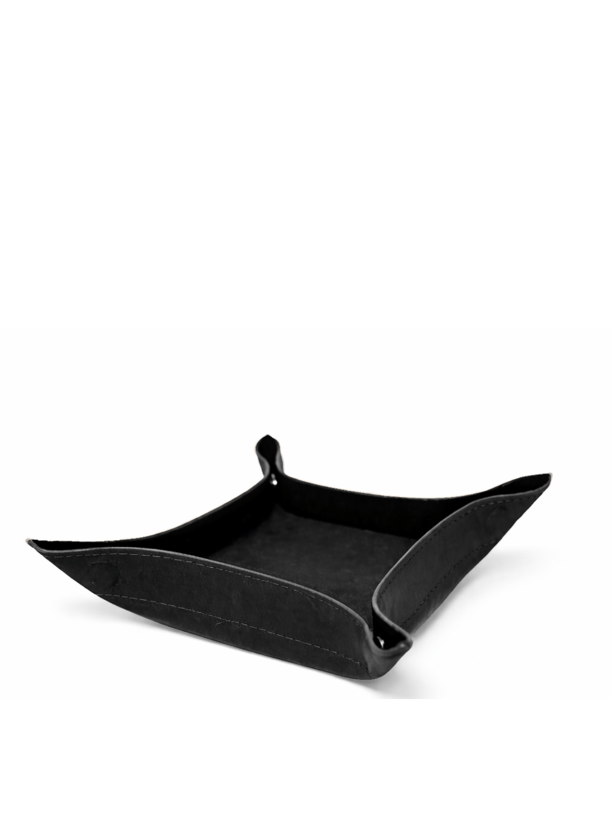 Black leather tray on a white background