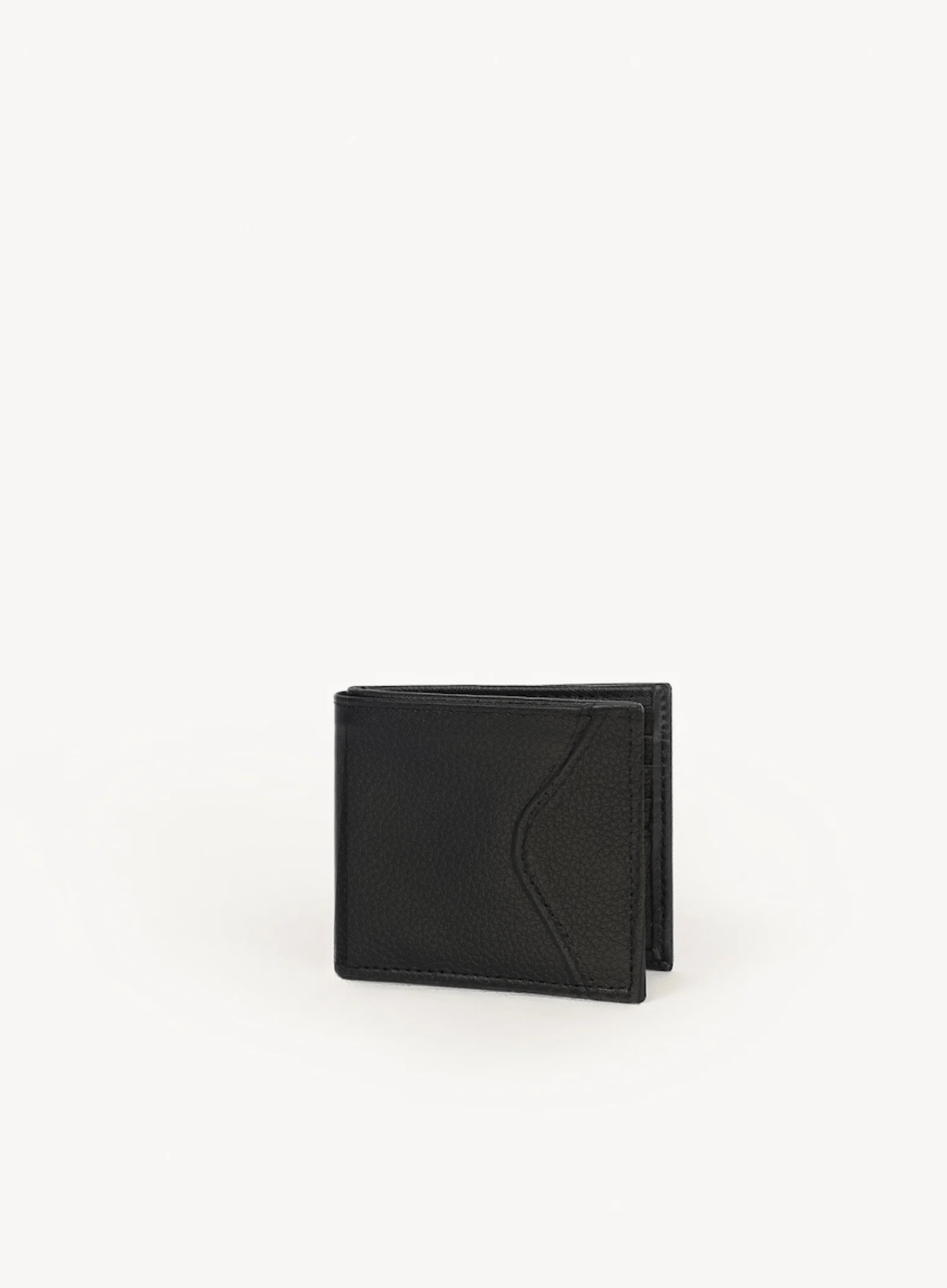 Black leather wallet on a white background