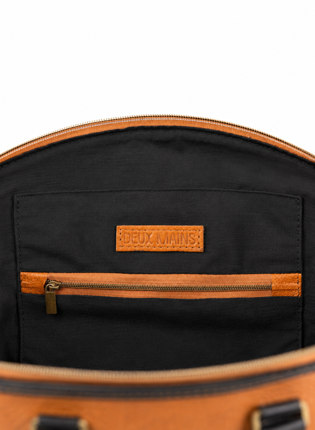 black interior of handbag