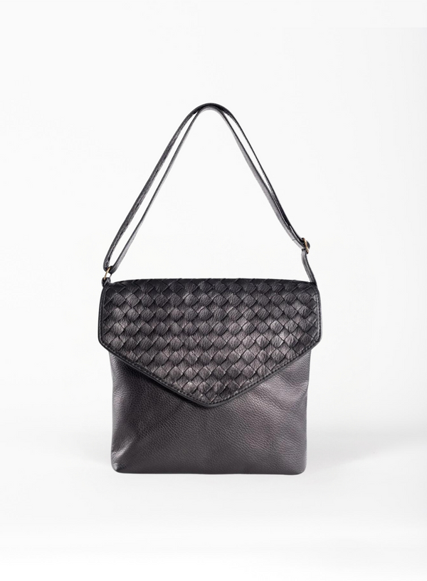 envelope crossbody in black from our spring collection front view.