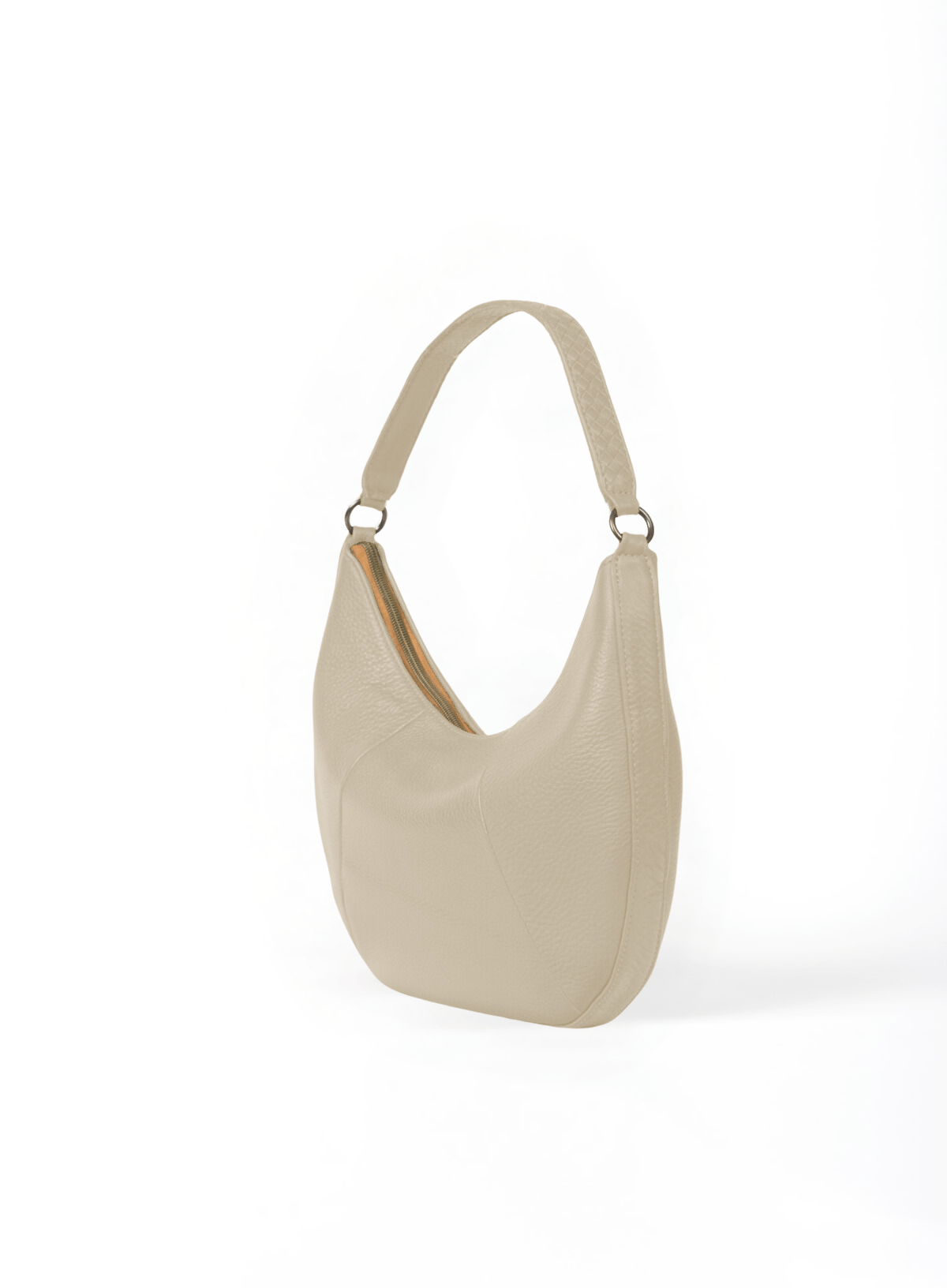 Beige shoulder bag on a white background