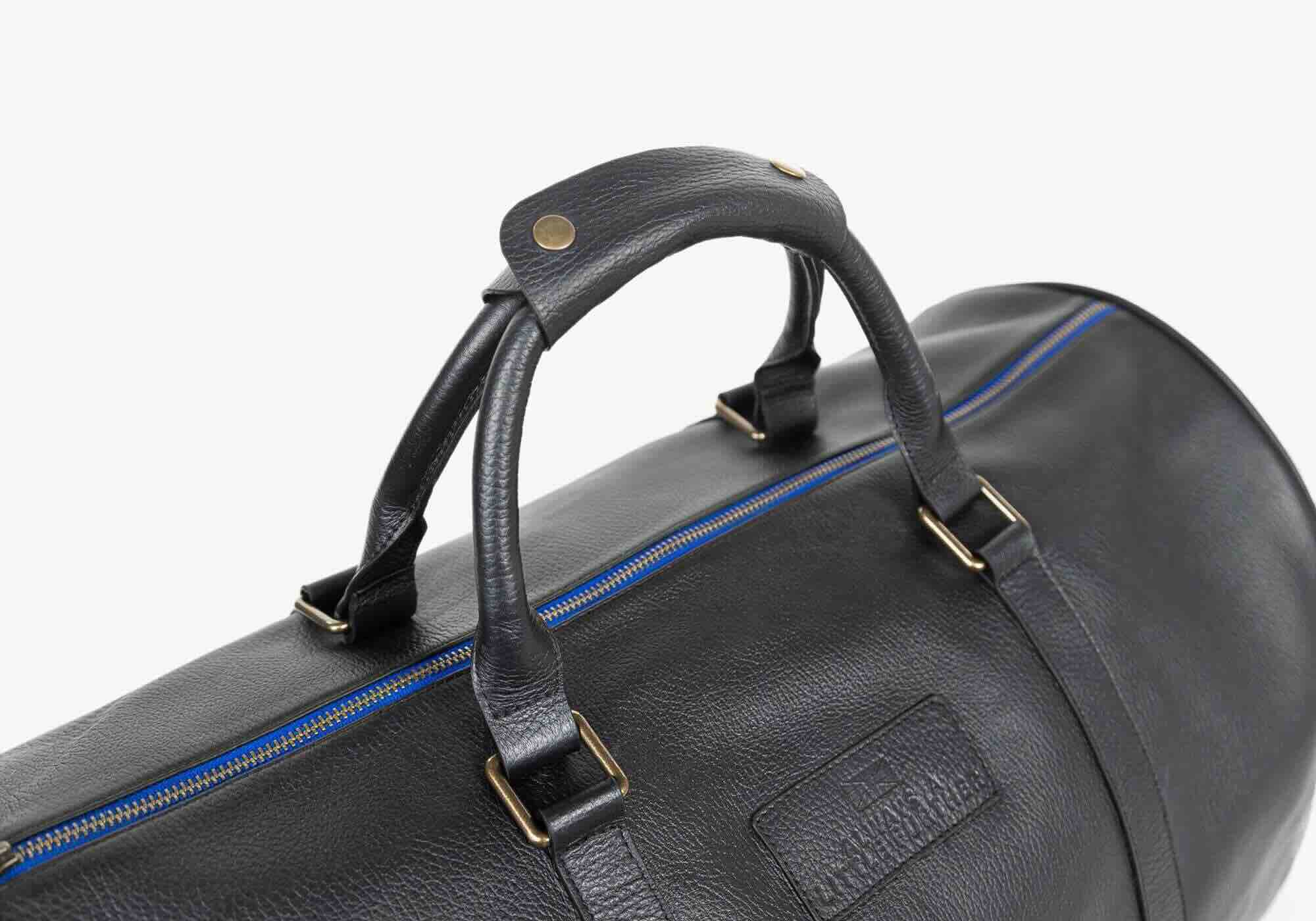 Mission-essential duffle bag handle detail
