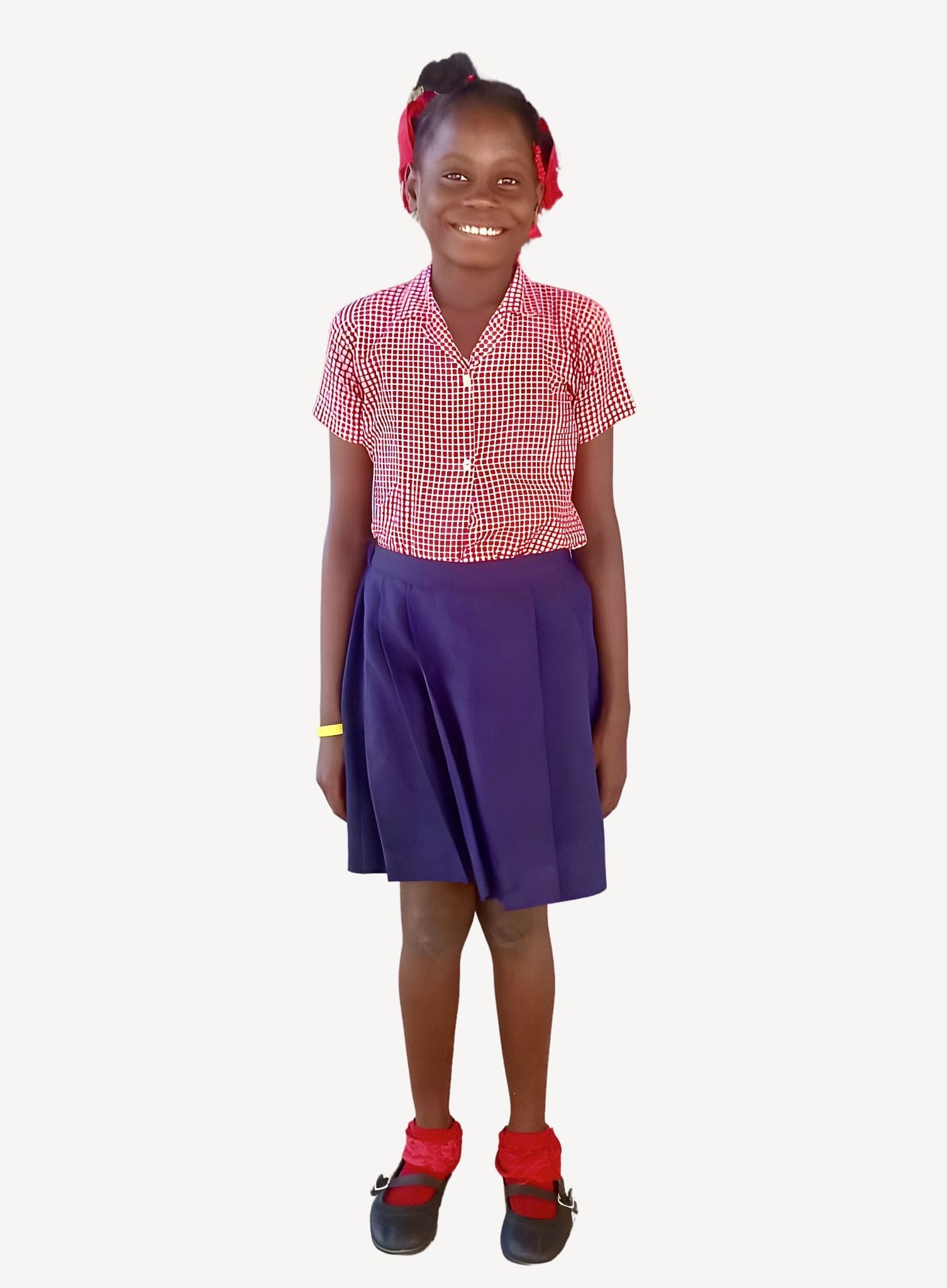 Smiling schoolgirl in uniform for new website.