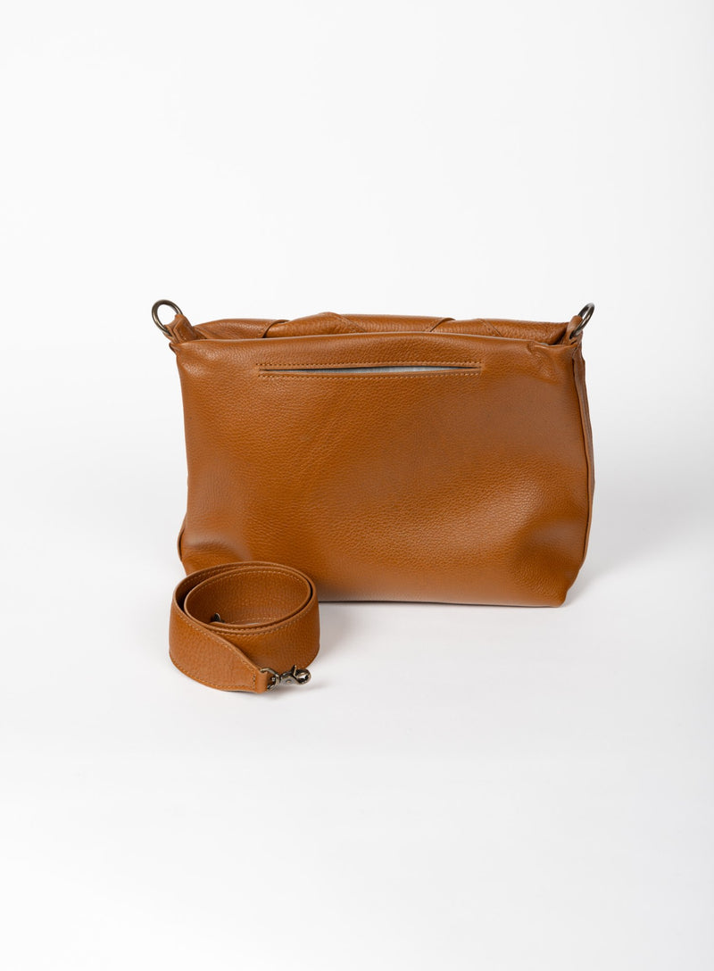 optimal shoulder bag from womens bags in honey color showcasing removable strap and back view.