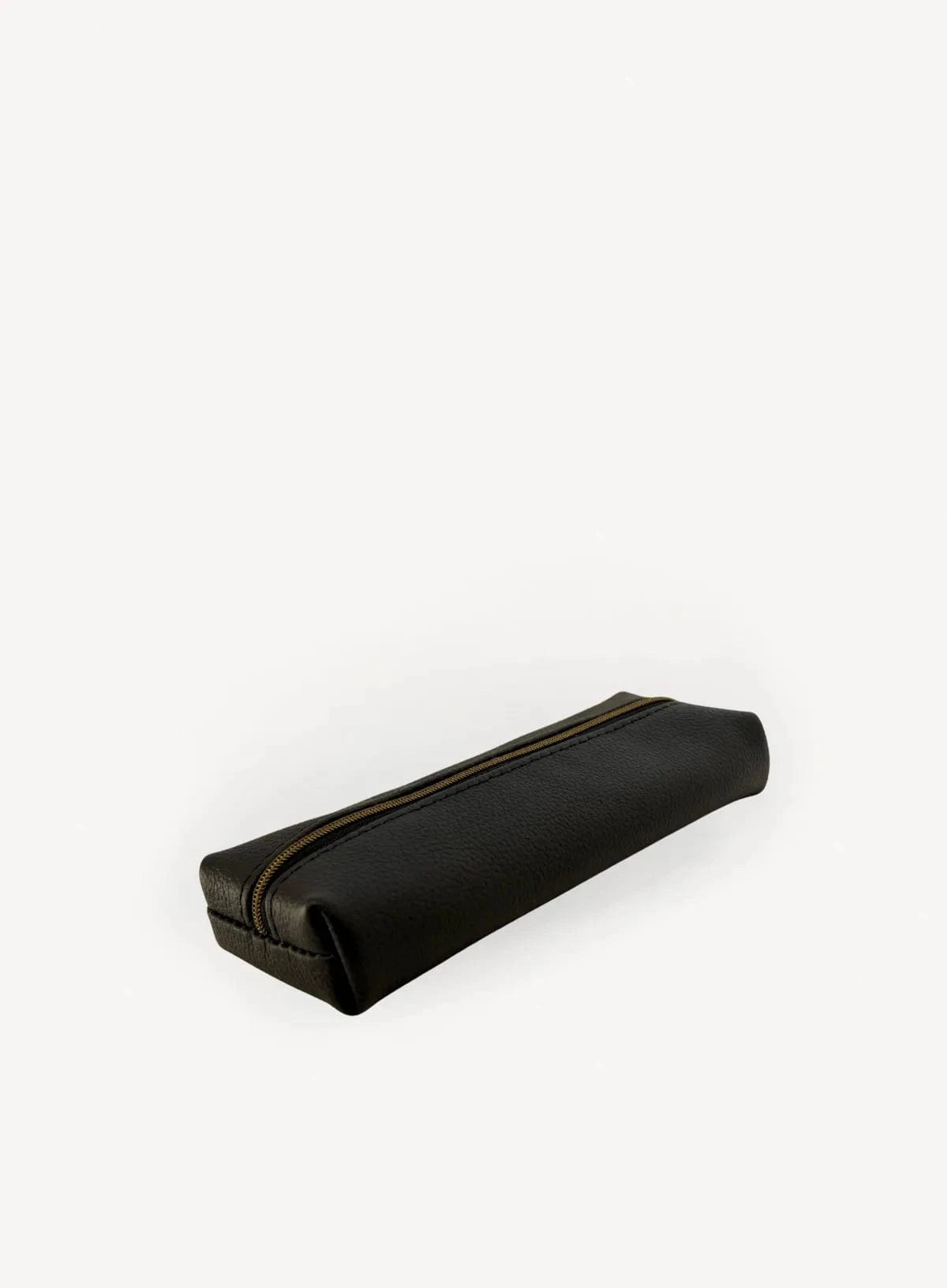 Black corporate pencil case, back view.