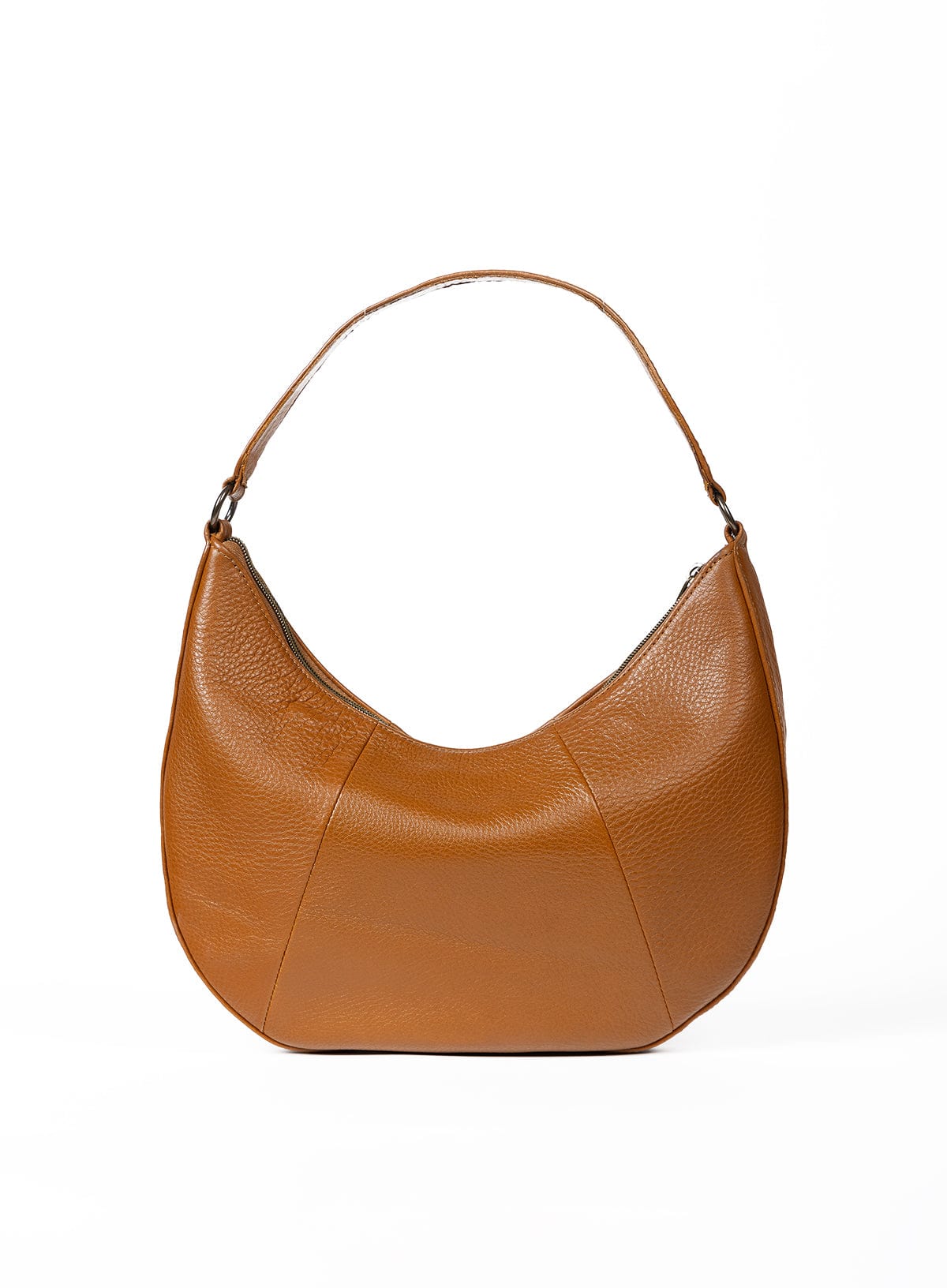 Honey leather handbag on a white background