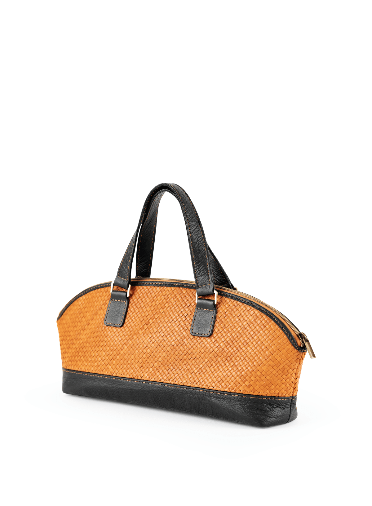 Satchel bowler bag side on white background
