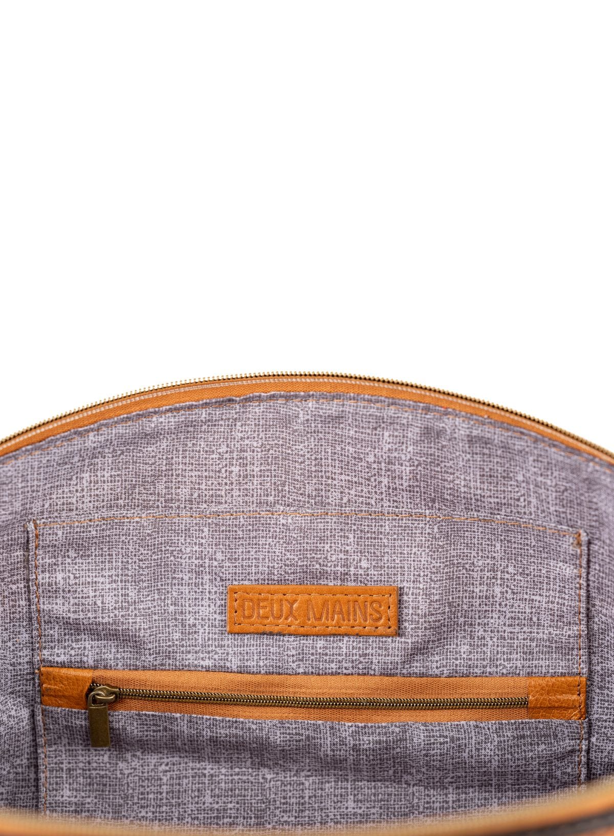 satchel bowler bag interior view on white background