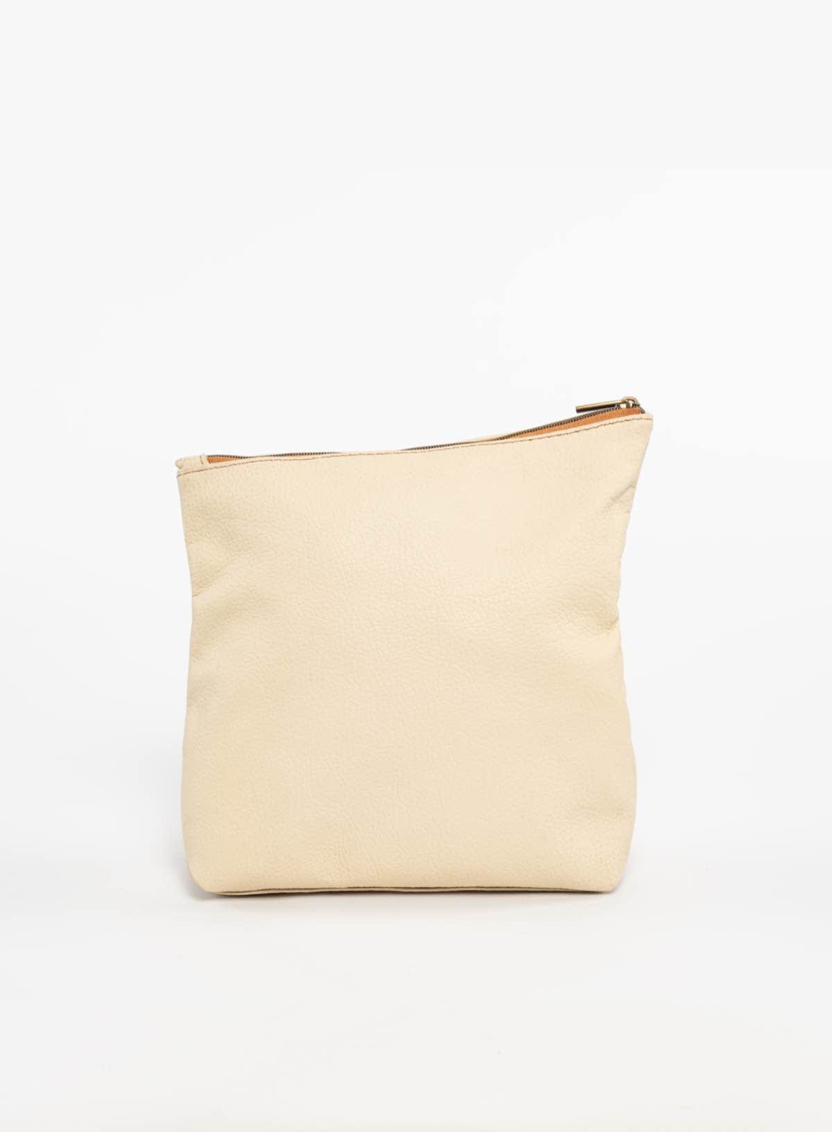 Beige pouch on a white background