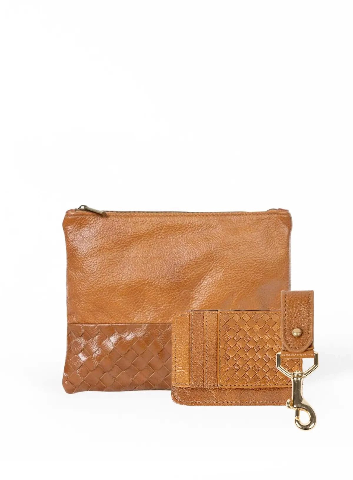 Large Pouch, Key Chain & Slim ID Bundle - Cognac