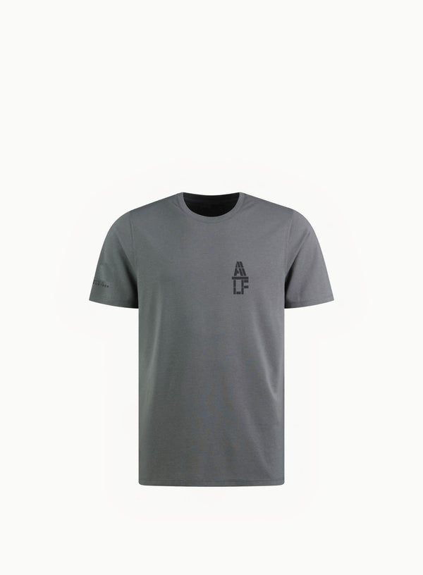 alf t-shirt left chest logo in grey - front view.