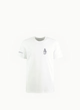 alf t-shirt left chest logo in white - front view.