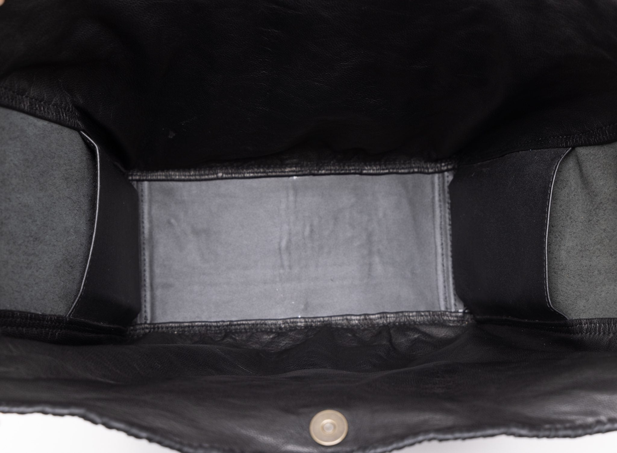 all day leather tote in black from our womens together collection showcasing it open interior view.