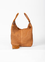 all day leather tote in camel from our womens together collection showcasing it open side view.