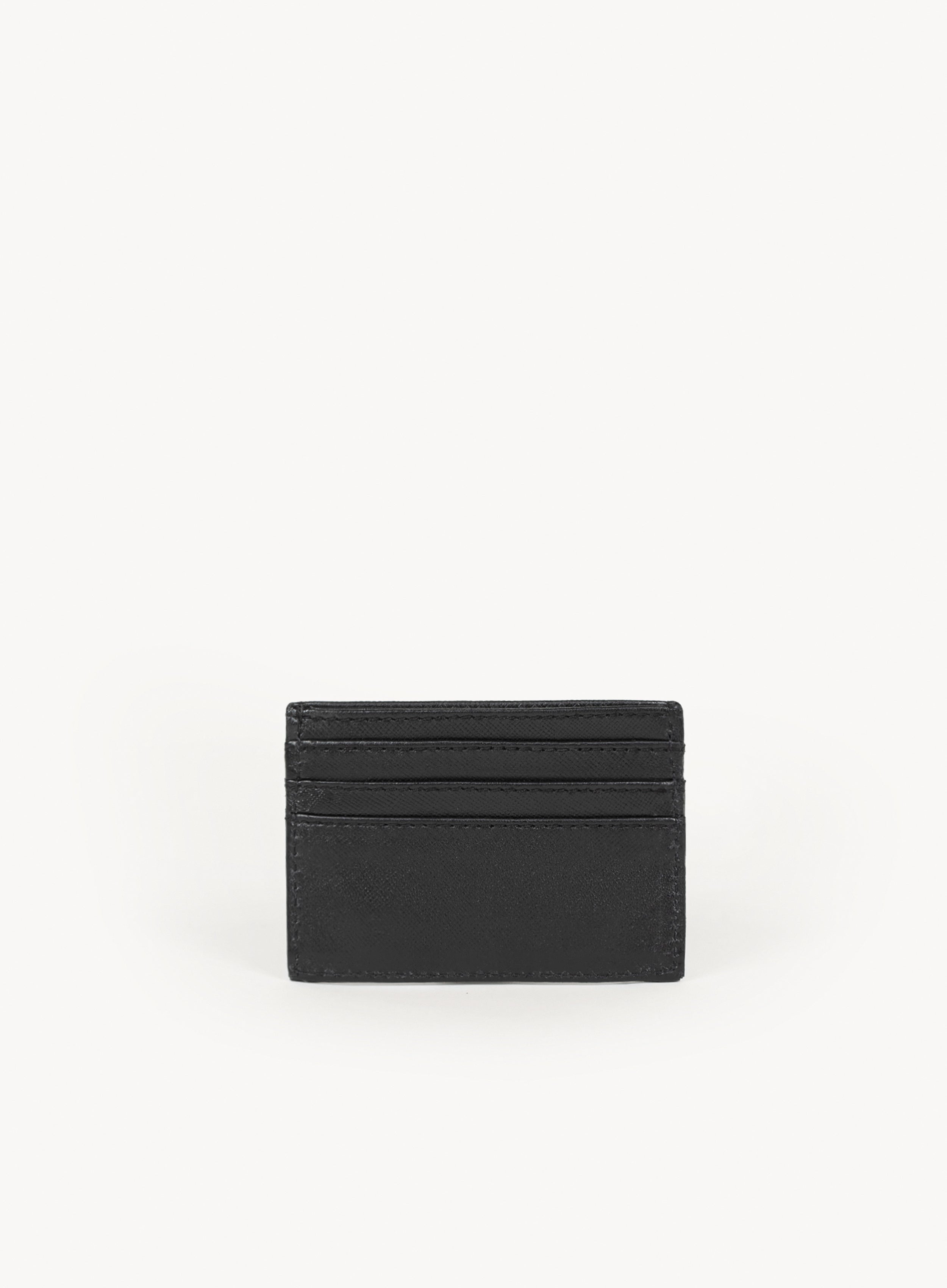 Saint Laurent Star Embossed Leather Credit Card Holder - Black