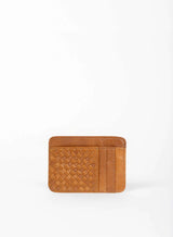 card holder in cognac color from ethically crafted accessories showcasing front view.