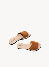 Classic Cognac Leather Slide Sandal - Timeless Footwear for Comfort and Style