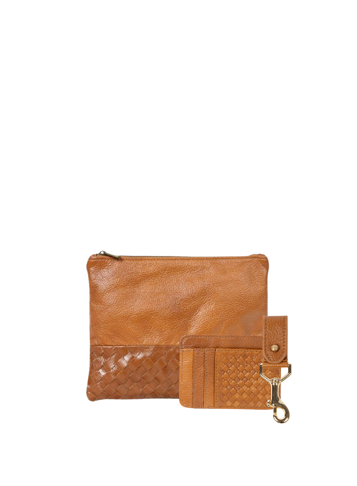 Large Pouch, Key Chain & Slim ID Bundle - Cognac