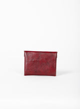coin pouch from ethically crafted accessories in bordeaux color showcasing back view.