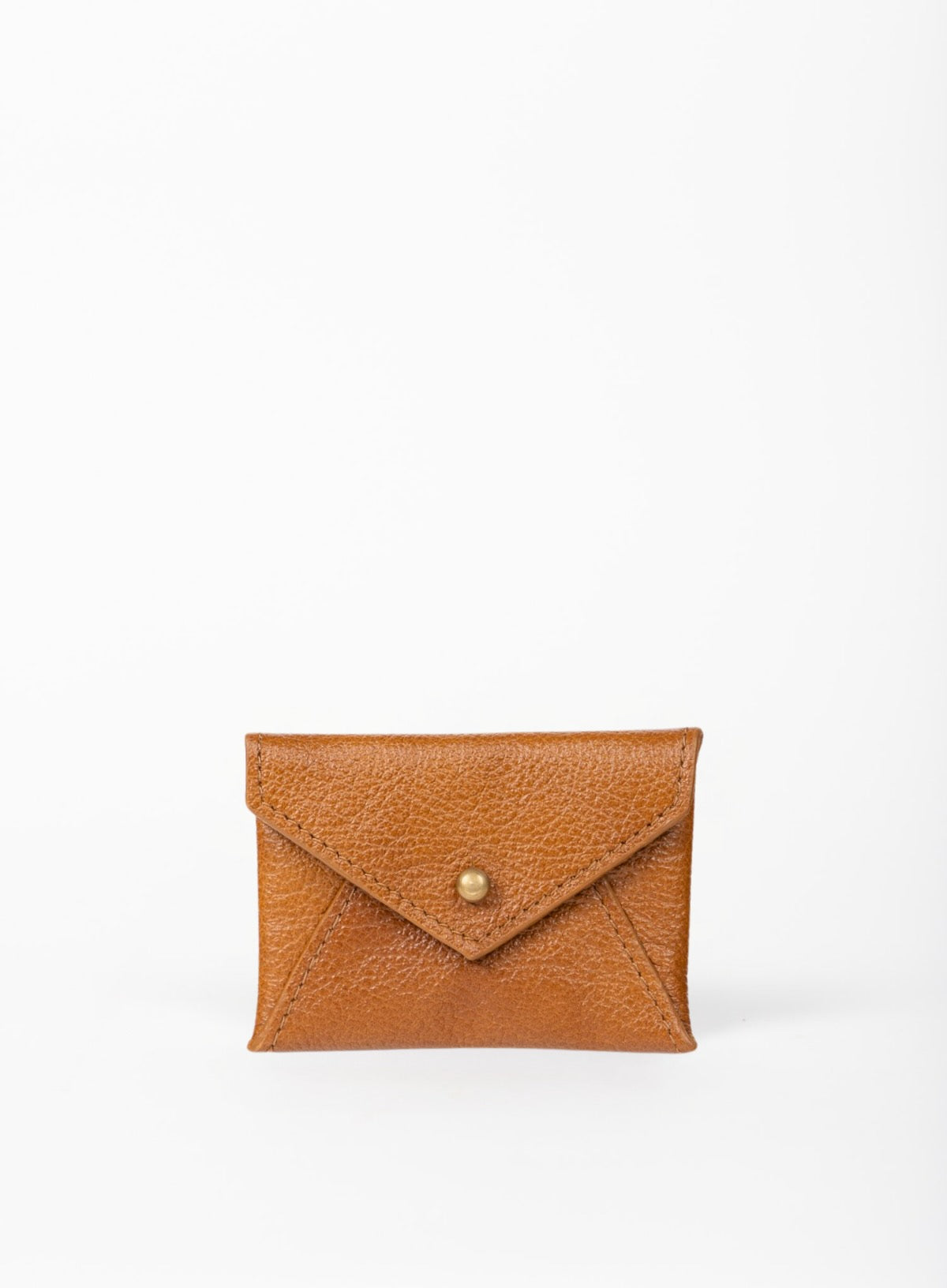 coin pouch from ethically crafted accessories in cognac color showcasing front view.