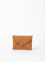 coin pouch from ethically crafted accessories in cognac color showcasing front view.