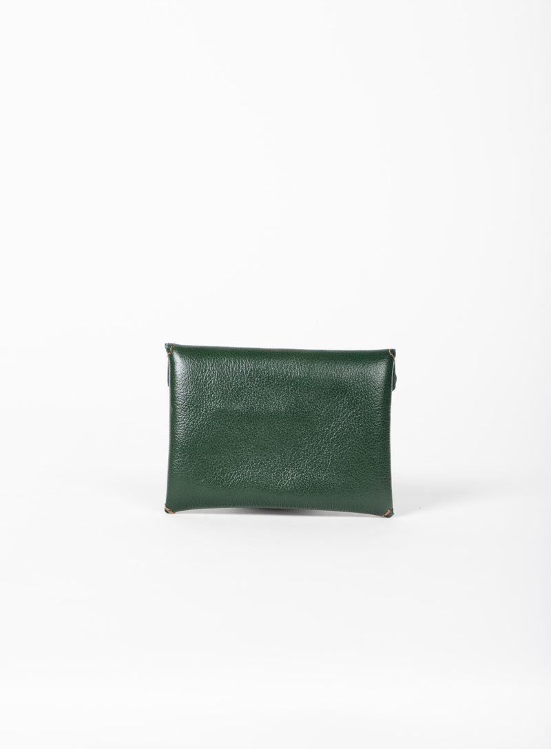 coin pouch from ethically crafted accessories in green color showcasing back view.