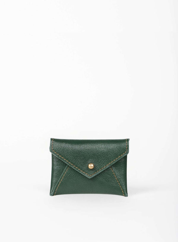 coin pouch from ethically crafted accessories in green color showcasing front view.