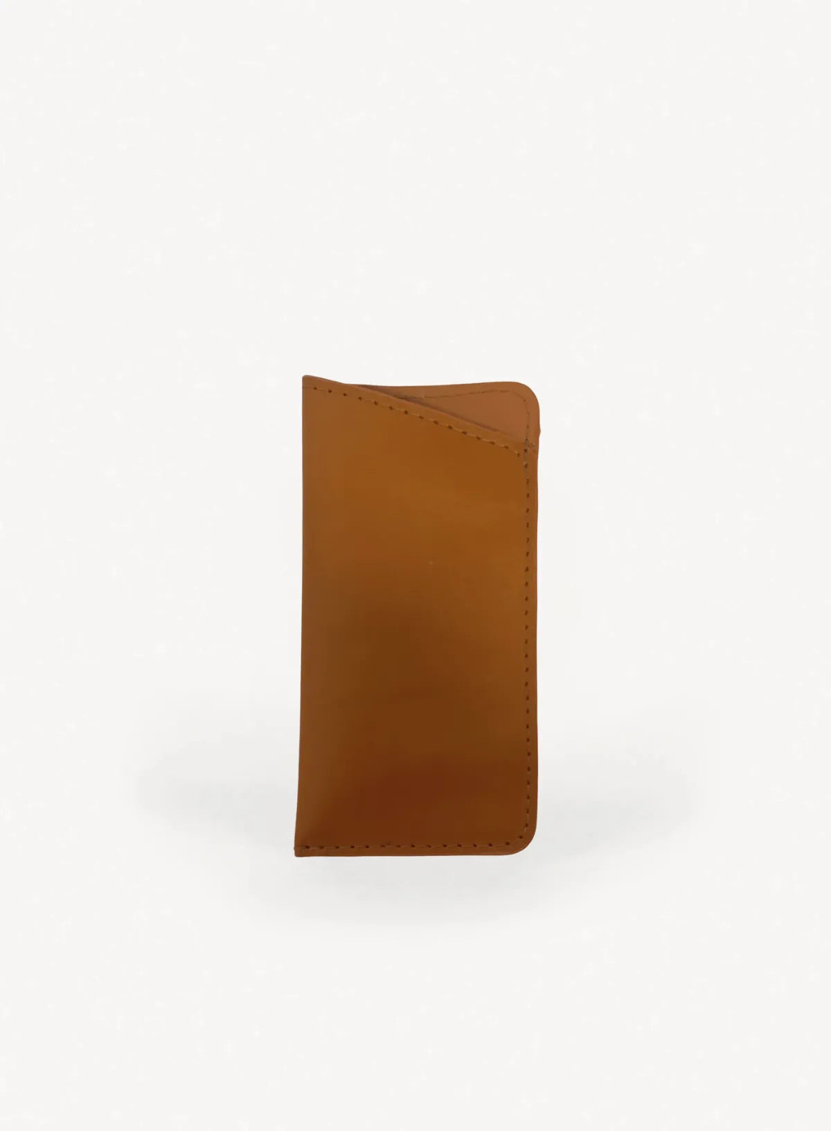 Cognac leather glasses case, front view