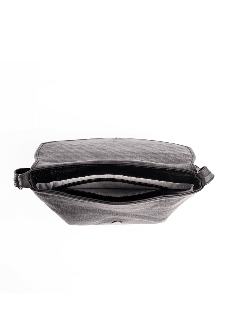 envelope crossbody in black from our spring collection interior view.