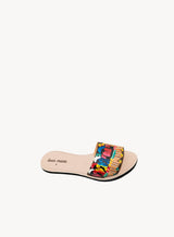 Hand painted slide sandal from the sandal collection made by artisans with repurposed materials.