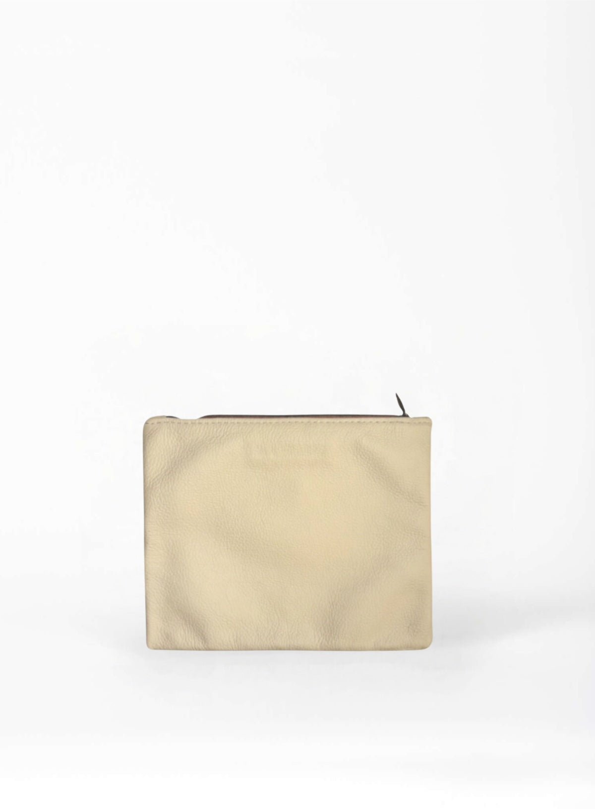 large pouch from ethically crafted accessories in bone showcasing back view.