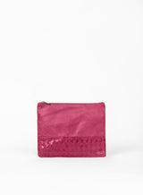 large pouch from ethically crafted accessories in pink showcasing front view.