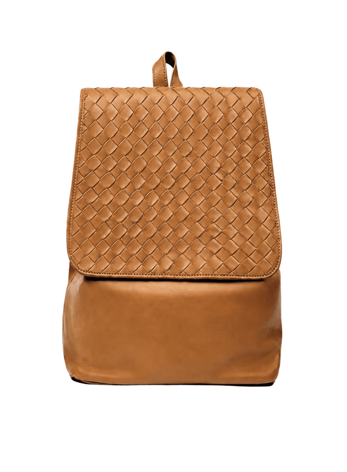Latte woven backpack on a white background