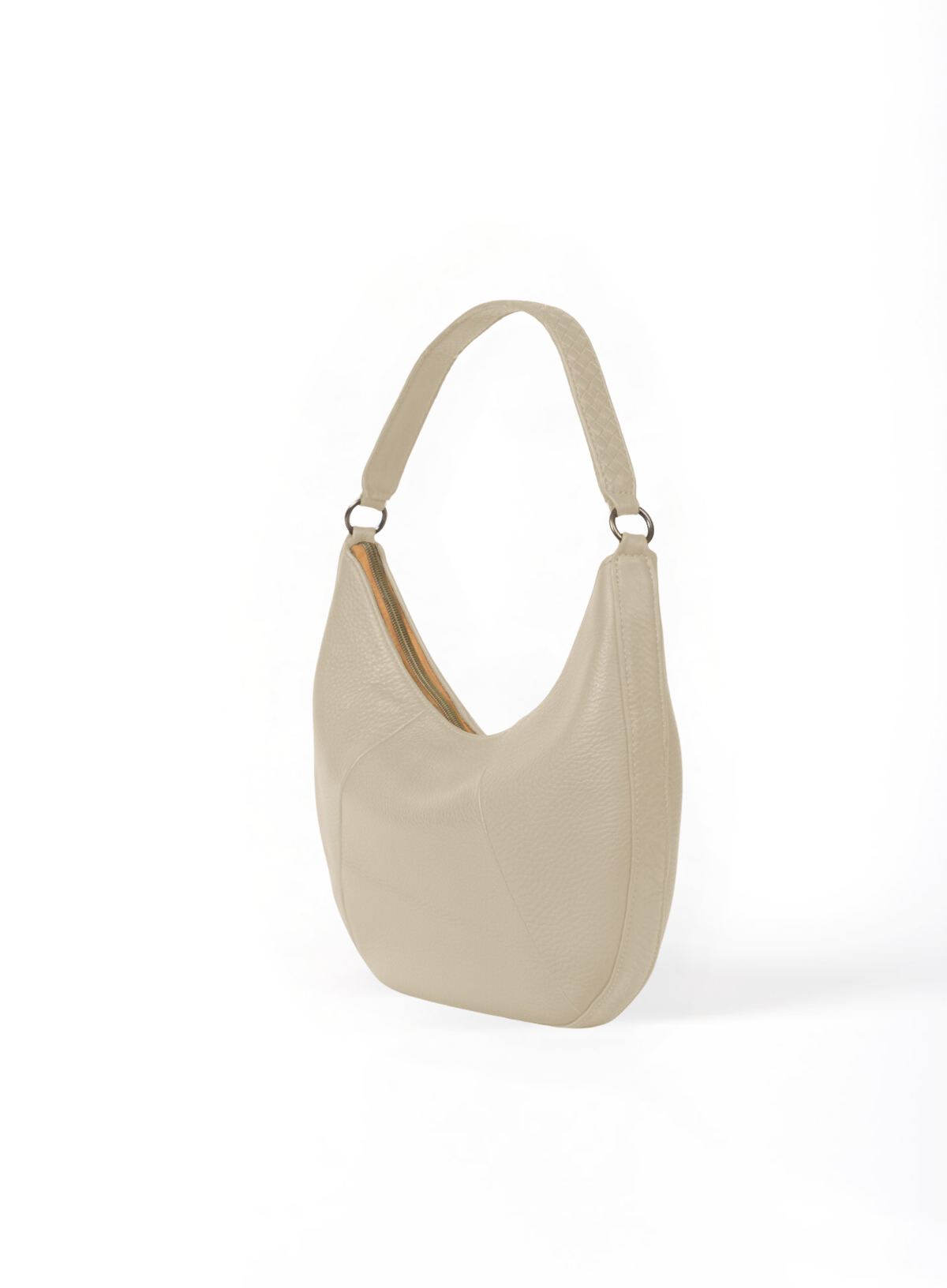 baguette bag from womens handbags in bone color showcasing side view.