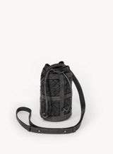 Mini essential bucket bag from womens bag collection in black showcasing side view.