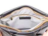 optimal shoulder bag from womens bags in black color showcasing internal view.