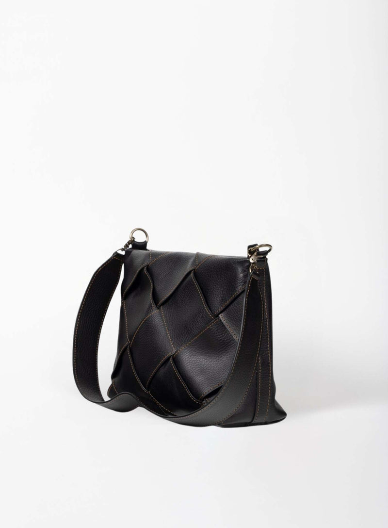 optimal shoulder bag from womens bags in black color showcasing side view.