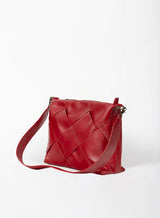 optimal shoulder bag from womens bags in red showcasing side view.