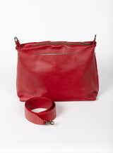 optimal shoulder bag from womens bags in red showcasing detachable strap and back view.