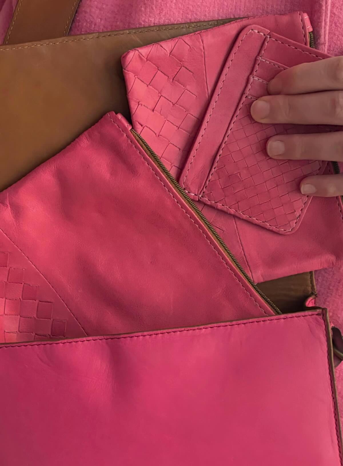 pink accessories from spring summer collection taken out of our ideal crossbody bag.