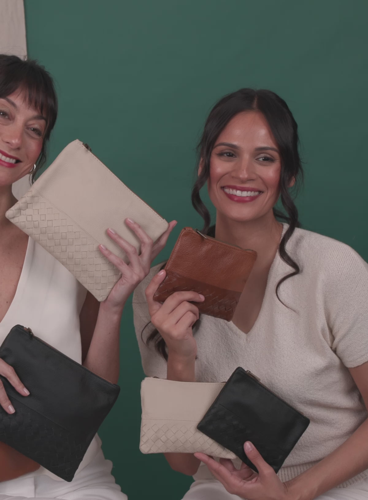 video of leather accessories held by models