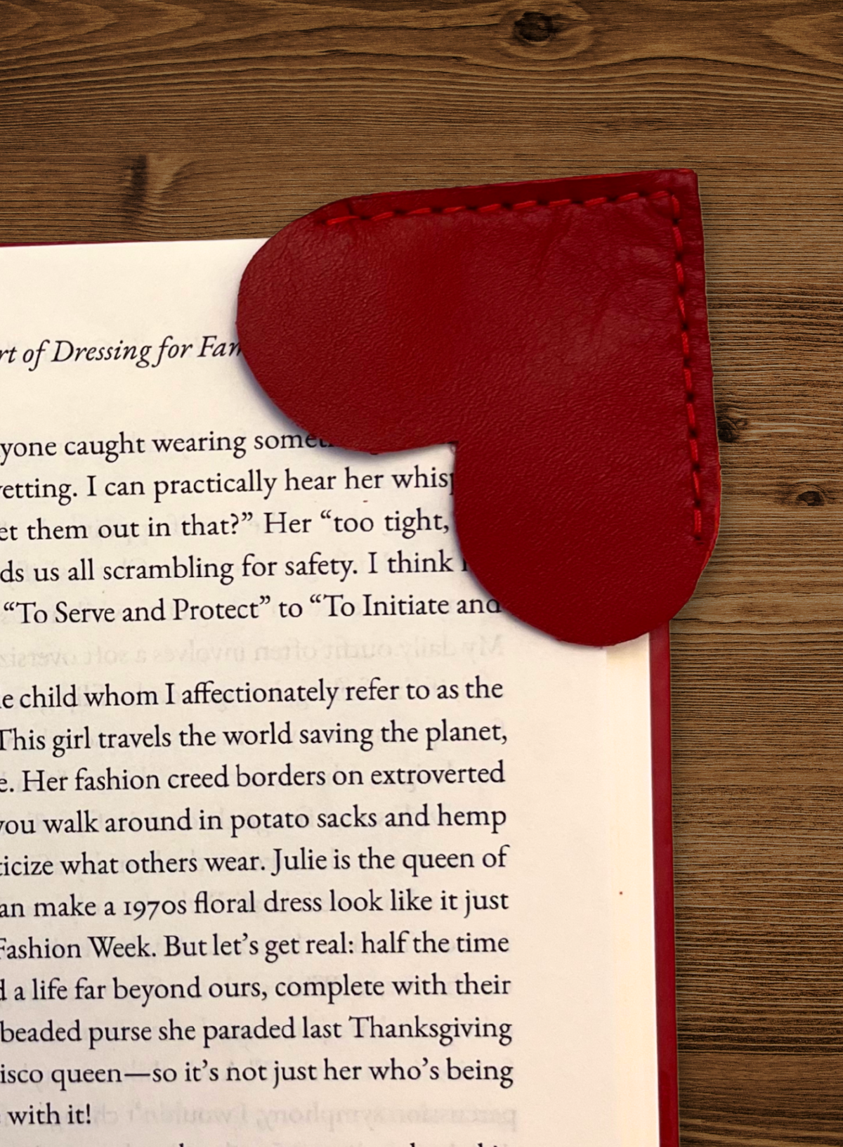 red heart bookmark handmade out of leather from our corporate goods collection
