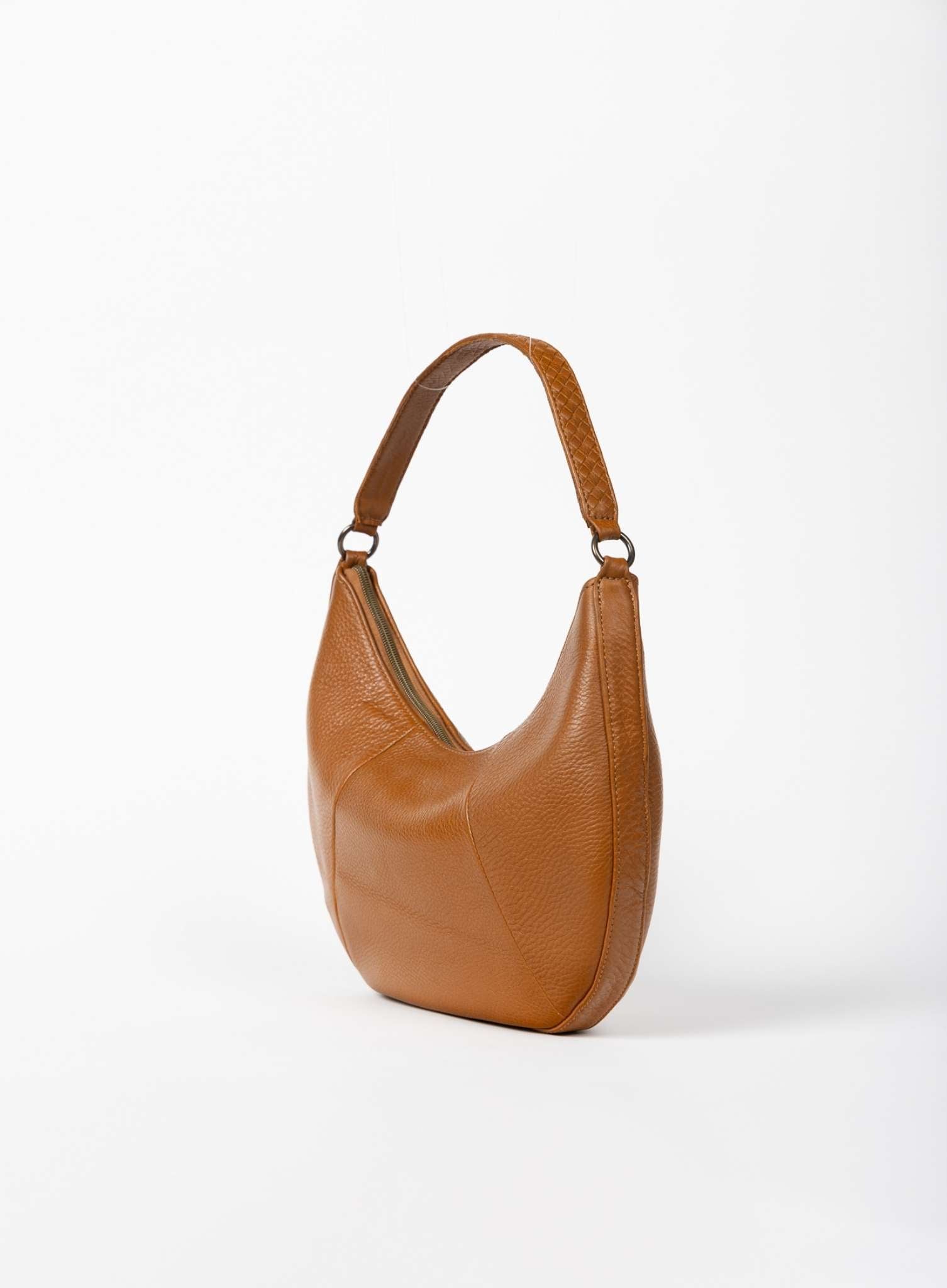 saddle shoulder bag from womens bags in honey for fall showcasing side view.