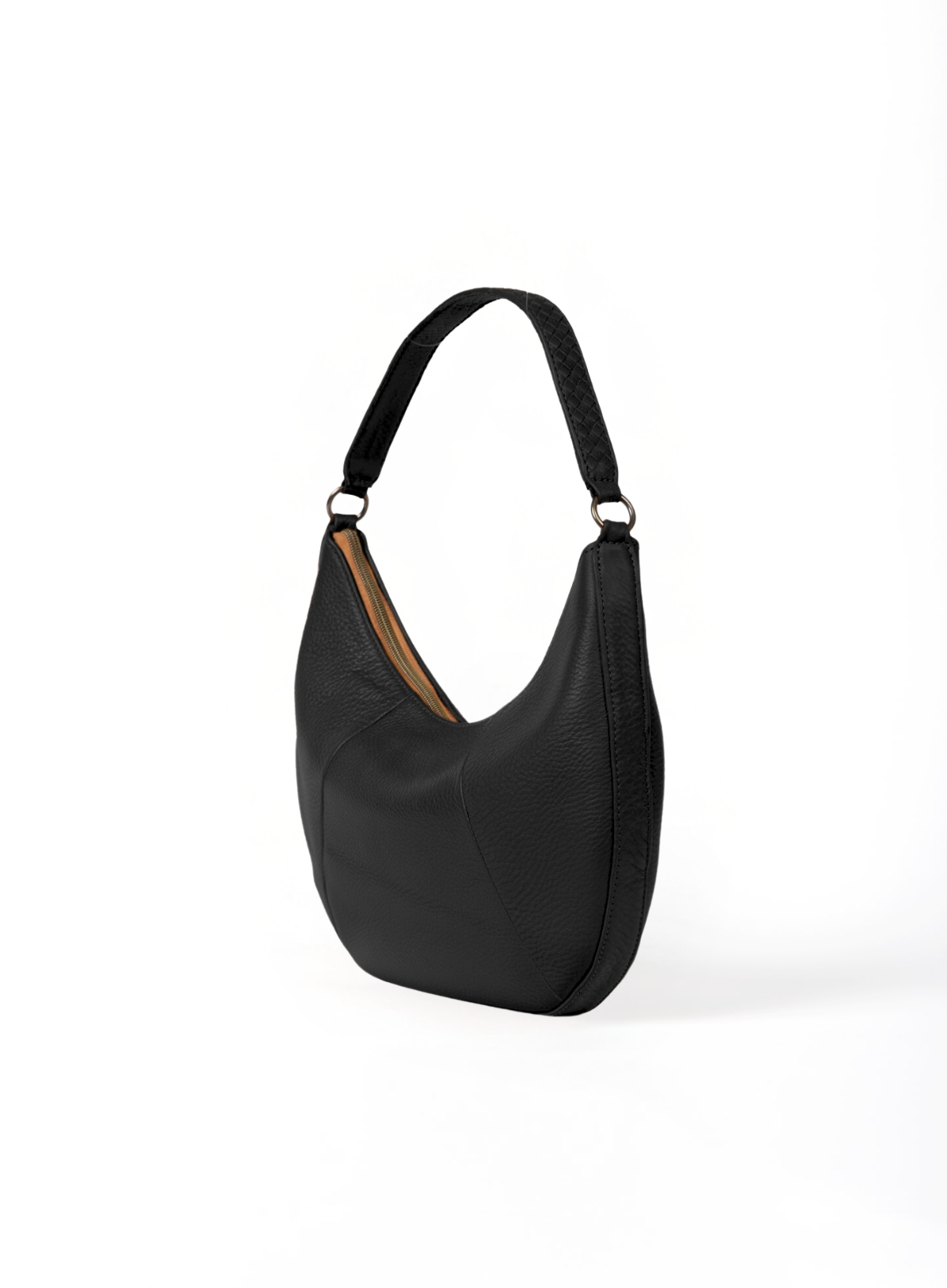 saddle shoulder bag from womens handbags in black color showcasing side view.