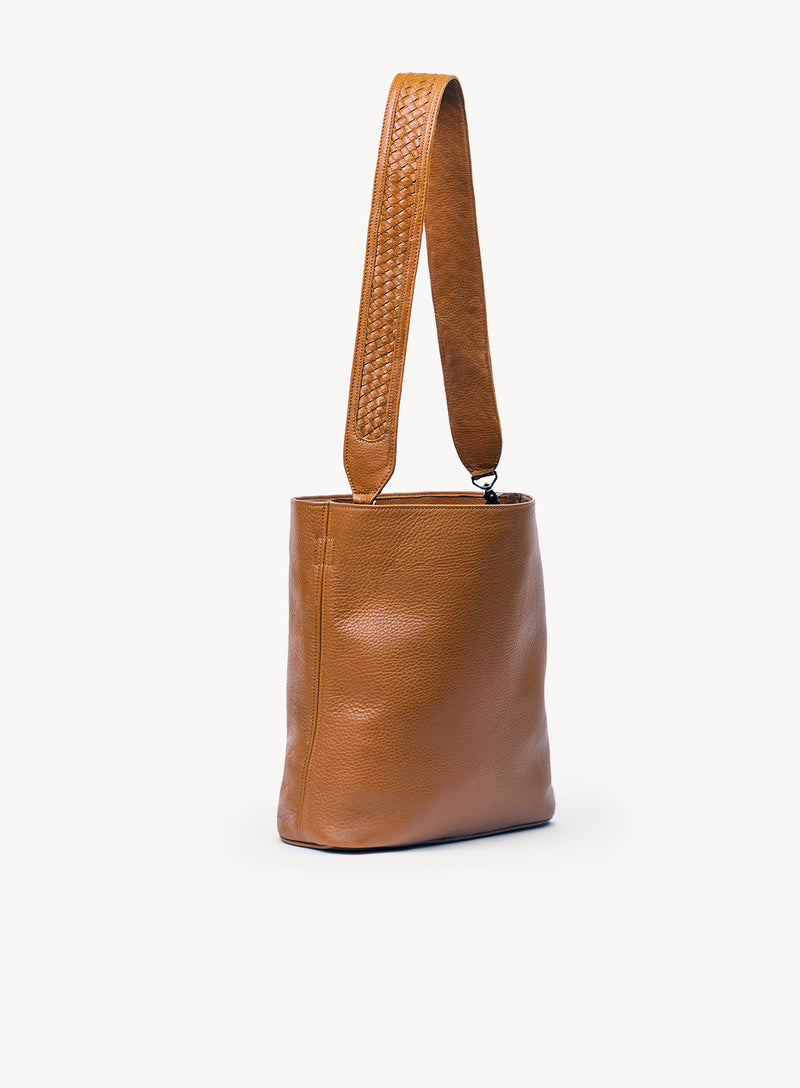 sarah shoulder bag from womens bags in honey showcasing side view.
