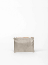 smalll pouch from sustainably hand made accessories in bone showcasing back view.
