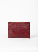small pouch from ethically crafted accessories in bordeaux showcasing back view.