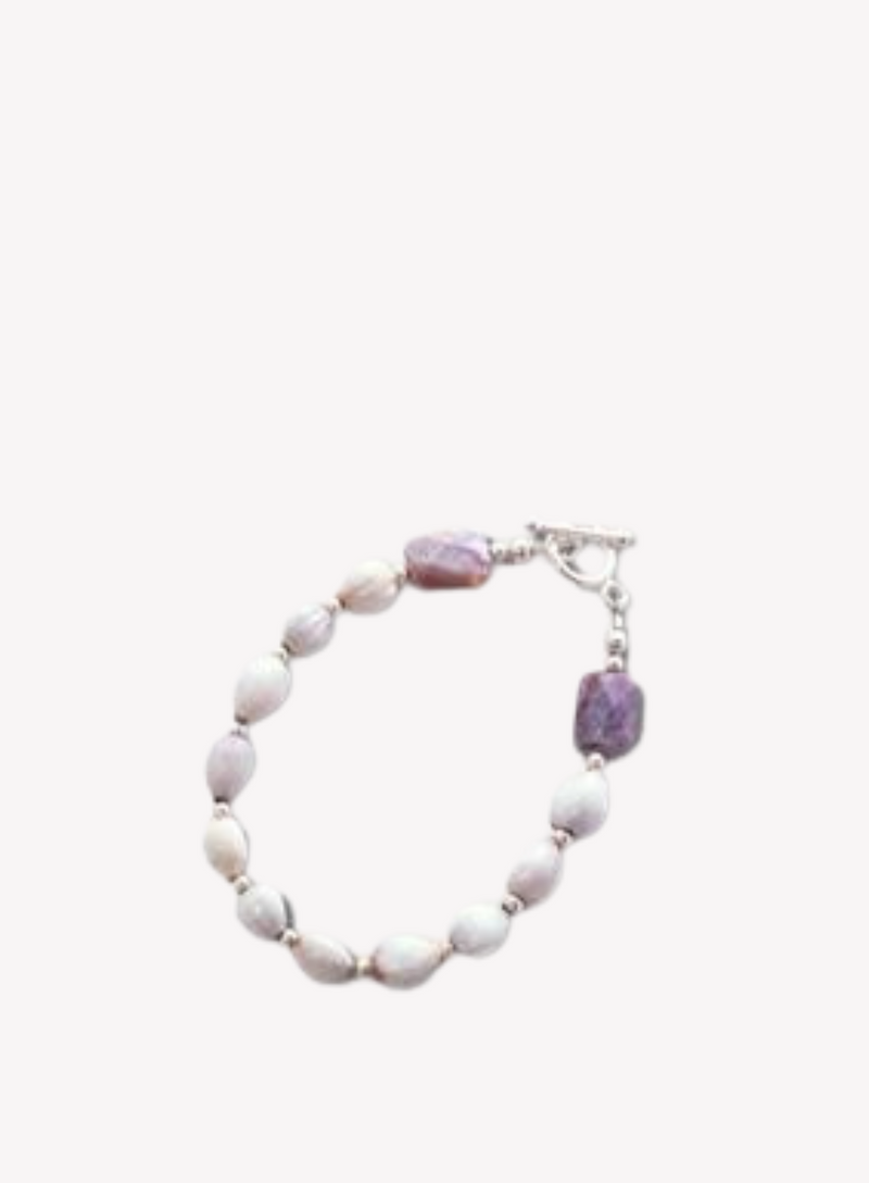 sterling silver majok stackable purple bracelet - front view.