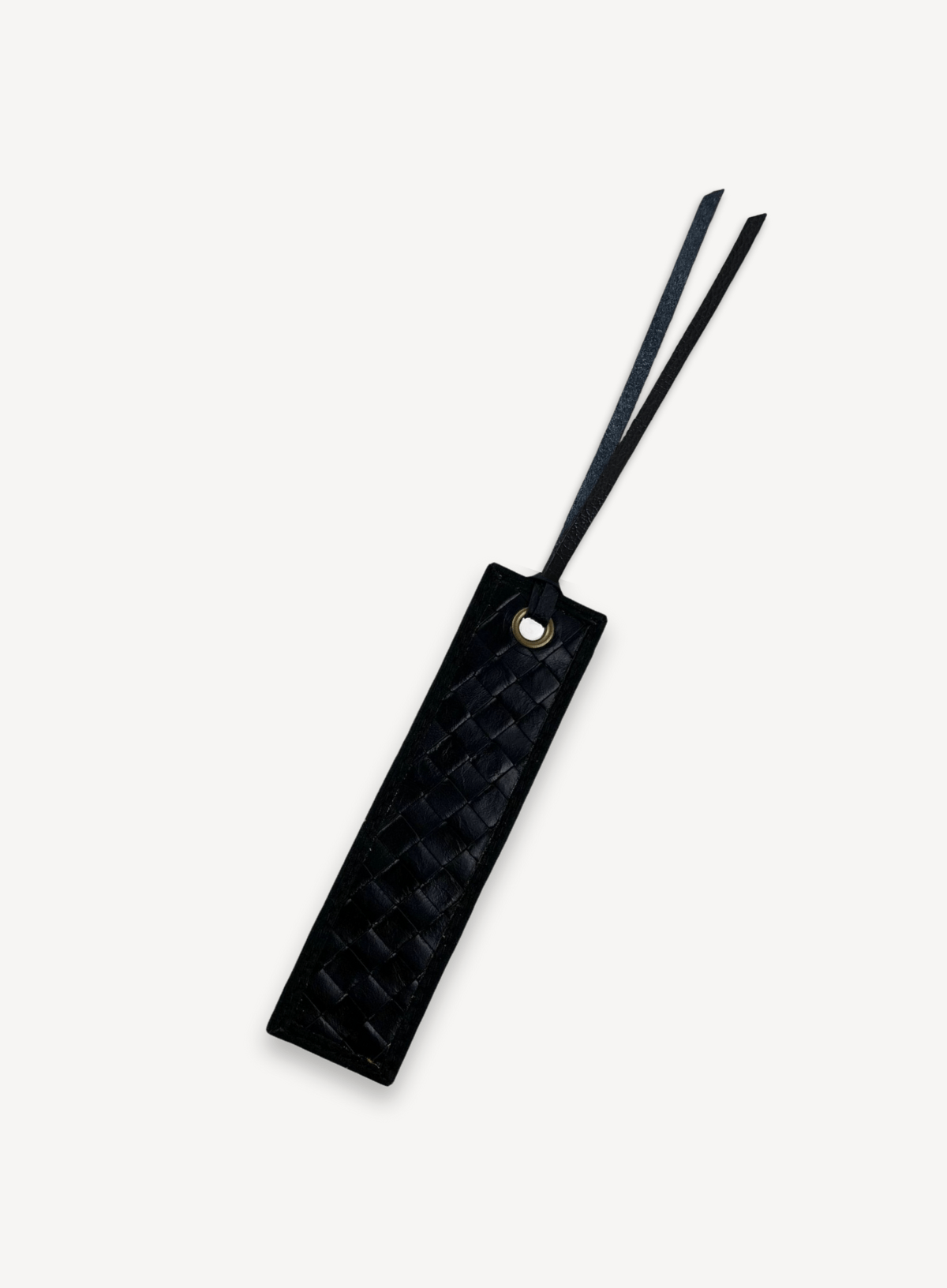 Black woven bookmark - front view